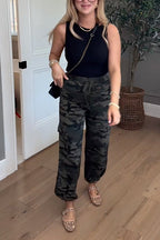 Camo Drawstring Waist Pocketed Cargo Pants