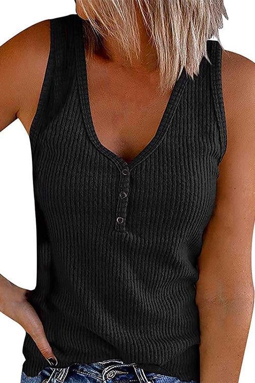 Carrie V Neck Buttons Sleeveless Top