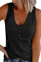 Carrie V Neck Buttons Sleeveless Top