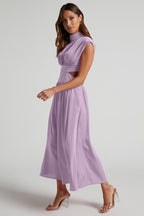 Rafaela Effortless Holiday Midi Dress with Cut Out Waist and Pockets Chic Silhouette Collection