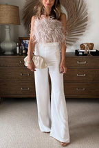 Fuzzy Feather Crop Tube Top