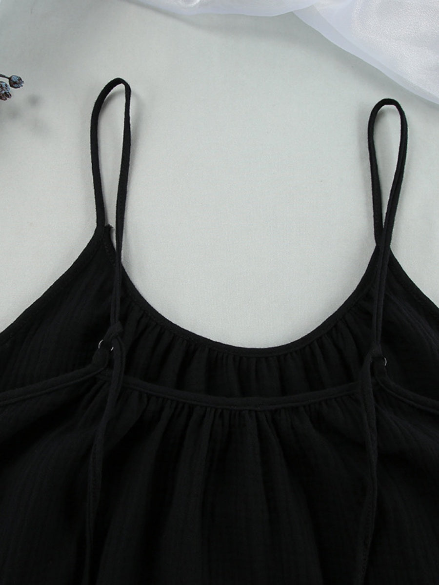 100% Cotton Temperament Camisoles Loose-fit Home Vacation Mini&Short Dresses