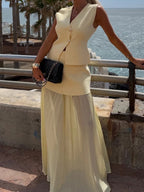Buttons Vest Top Wide-leg Pants Set 2-piece Sets