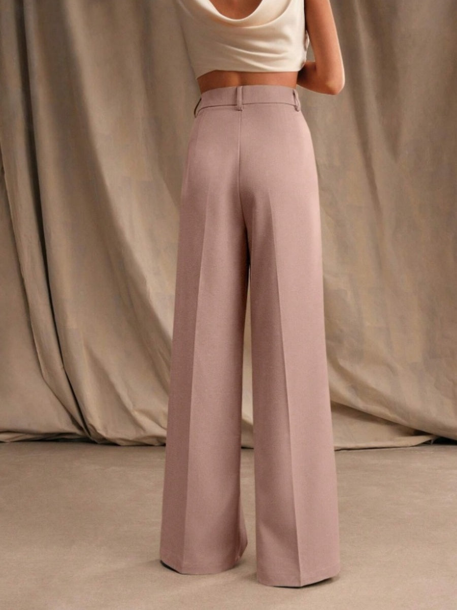 Commuting Loose High-waisted Straight Wide-leg Trousers