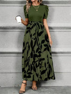 Floral Print High-waisted Long Dress