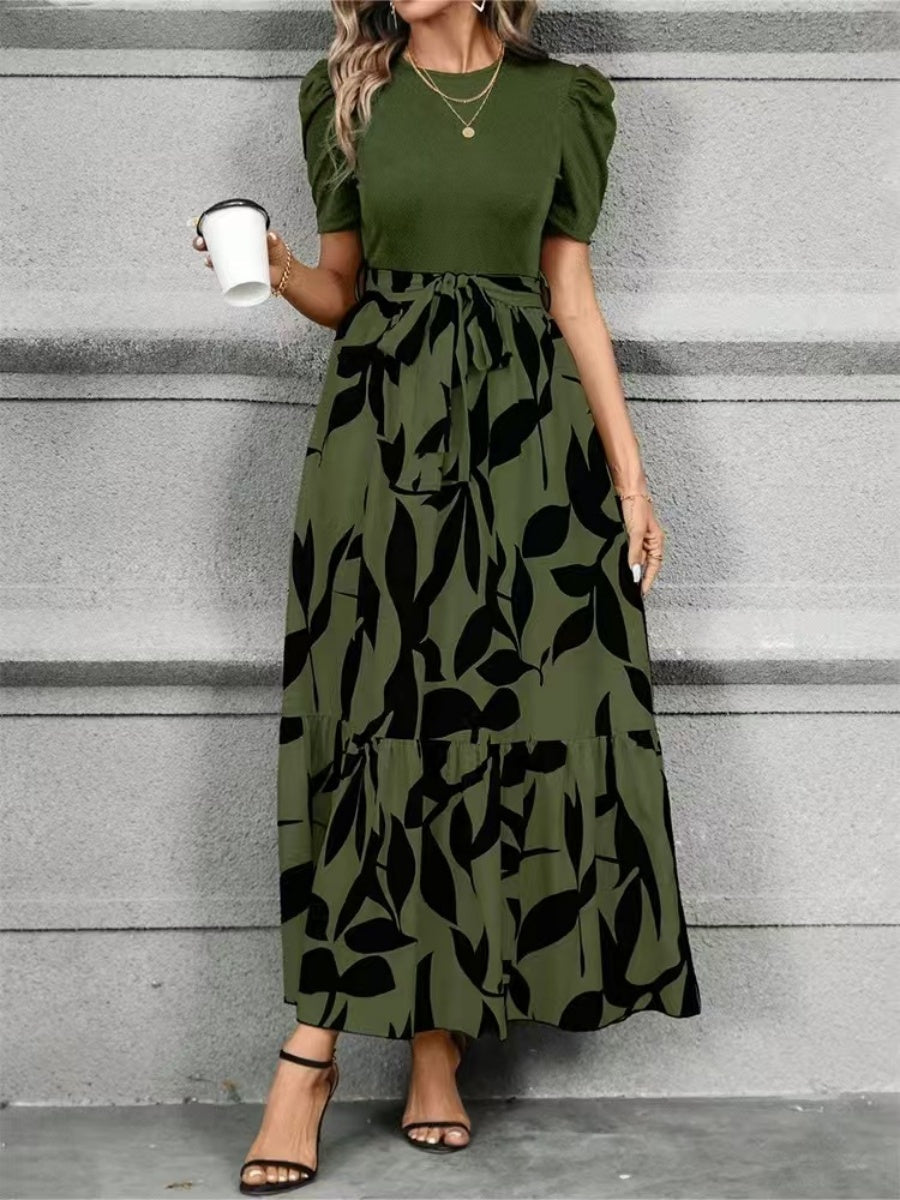 Floral Print High-waisted Long Dress