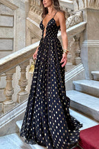 Cut Out Polka Dot Tiered Swing Maxi Cami Dress