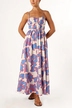 Spaghetti Strap High Waist Printed Maxi Holiday Dress