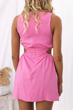 Sleeveless Cut Out Waist Mini Dress