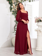 Grace Bandage Slit Formal Dress Chiffon Maxi Dresses