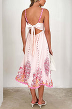Ric Rac Trim Bow Back Floral Print Midi Cami Dress