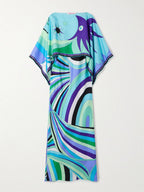 Abstract Irregular Print Shawl Dress Two-piece Set