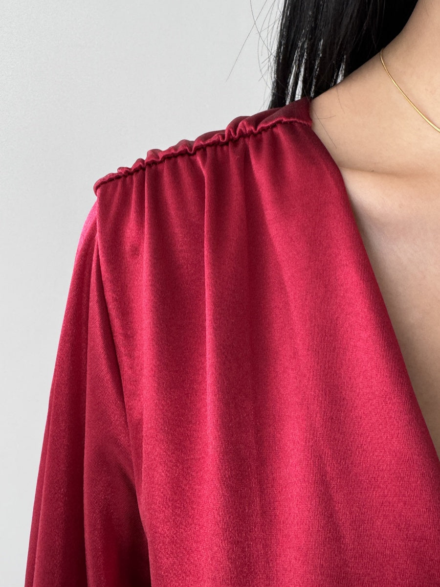 V-neck Long Sleeve Flared Sleeves Mini&Short Dresses