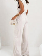 Irregular Sleeveless Tank Tops Gathering Pants 2-piece Sets