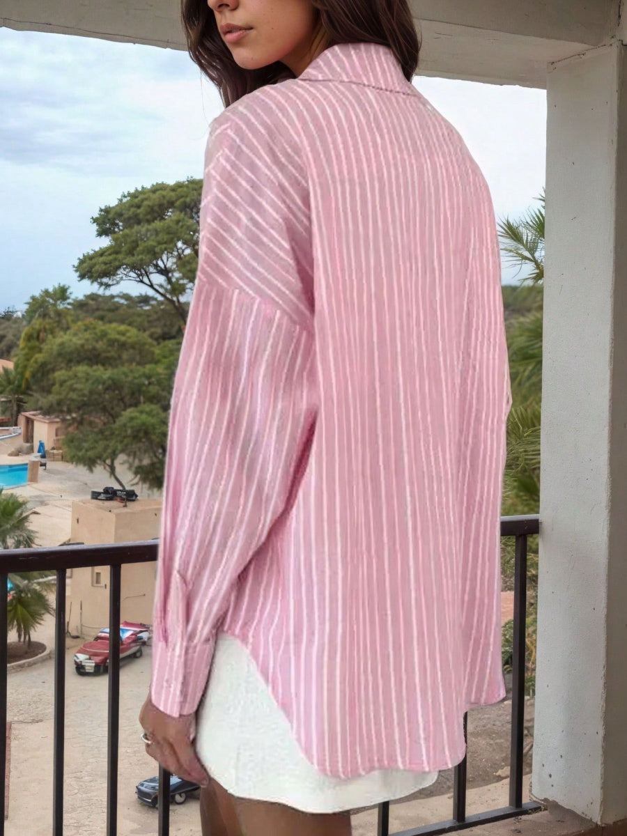 Stripes Cardigan Commuting Shirts