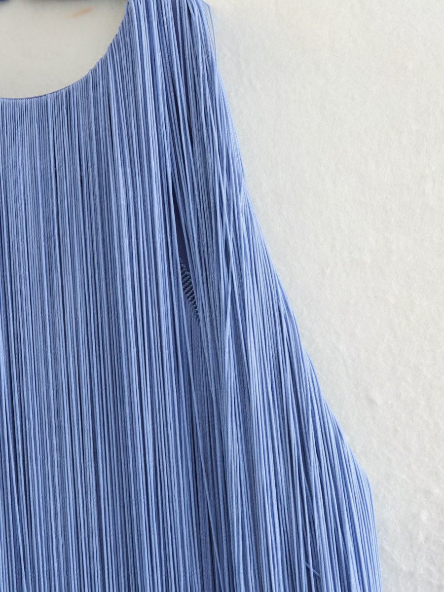 Halter Sleeveless Tassel Mini&Short Dresses