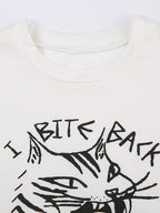 Graffiti Print Cropped Short Sleeve Tee