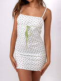 Disty Floral Print Lace Up Wrap Hip Mini Dress