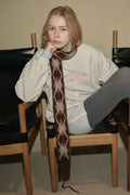 Argyle Knitted Slim Brushed Scarf