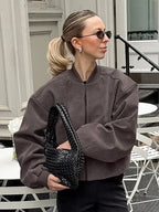 Retro Zip-up Bomber Jacket For A Street Look 2026
