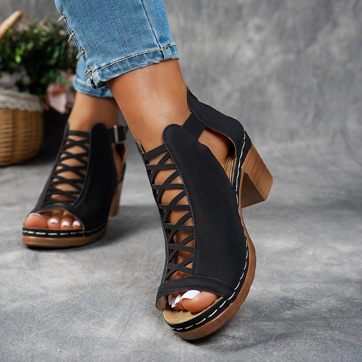 | Lattice-Heel Sandals