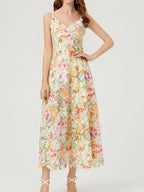 Floral Lace Sleeveless V-Neck Midi Dress