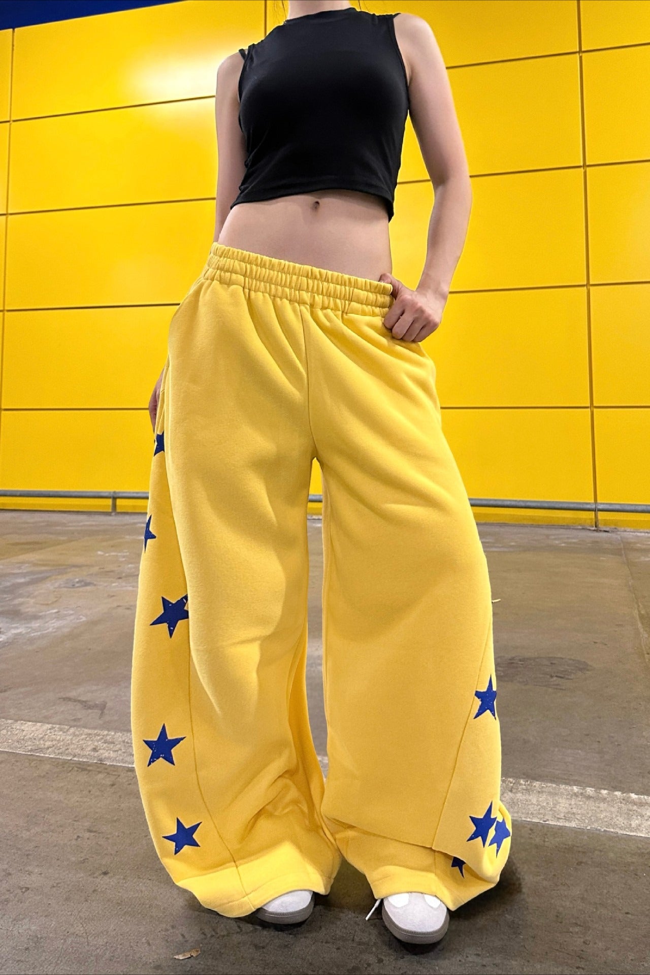 Vintage Colorblock Star Printed Sporty Pants