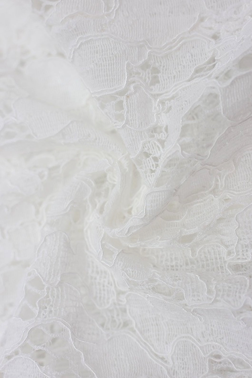 White Mock Neck Padded Shoulder Floral Lace Ruched Bodycon Mini Dress