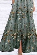 Floral Print Half Sleeve Maxi Dress