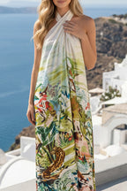 Tropical Eden Halter Neck Backless Maxi Dress