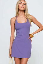 Beaded Strap Scoop Neck Sleeveless Bodycon Mini Dress