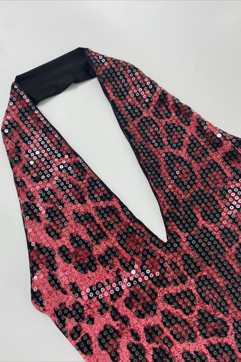 Deep V Neck Sequin Print Halter Bodycon Mini Dress