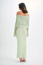 Off Shoulder One Shoulder Knit Sweater Dress