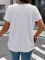 Textured Short Sleeve Blouse