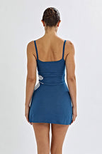 Print Backless Slim Waist Bodycon Sweater Dress