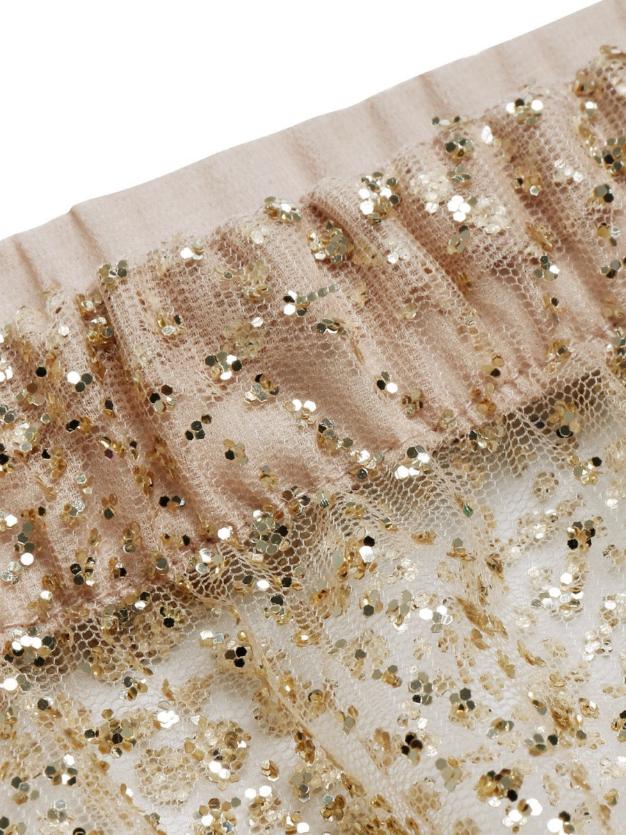 Beach Cover-up With Slits And Tie-up Shimmering Sequined Skirt