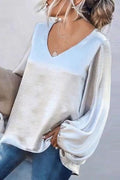 Taina V Neck Lantern Sleeve Top