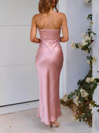 Spring Summer One Shoulder Gown Waist Maxi Dresses