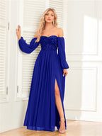 Sequins Sequins Chiffon Slit Formal Dress Maxi Dresses