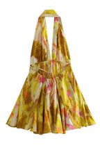 Deep V Neck Halter Backless Printed Mini Vacation Dress