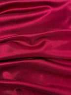 Satin High Fork Crew Neck Halter Backless Pleated Long Dress