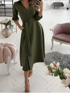 Lace Up Shirts Irregular Printed Maxi Dresses