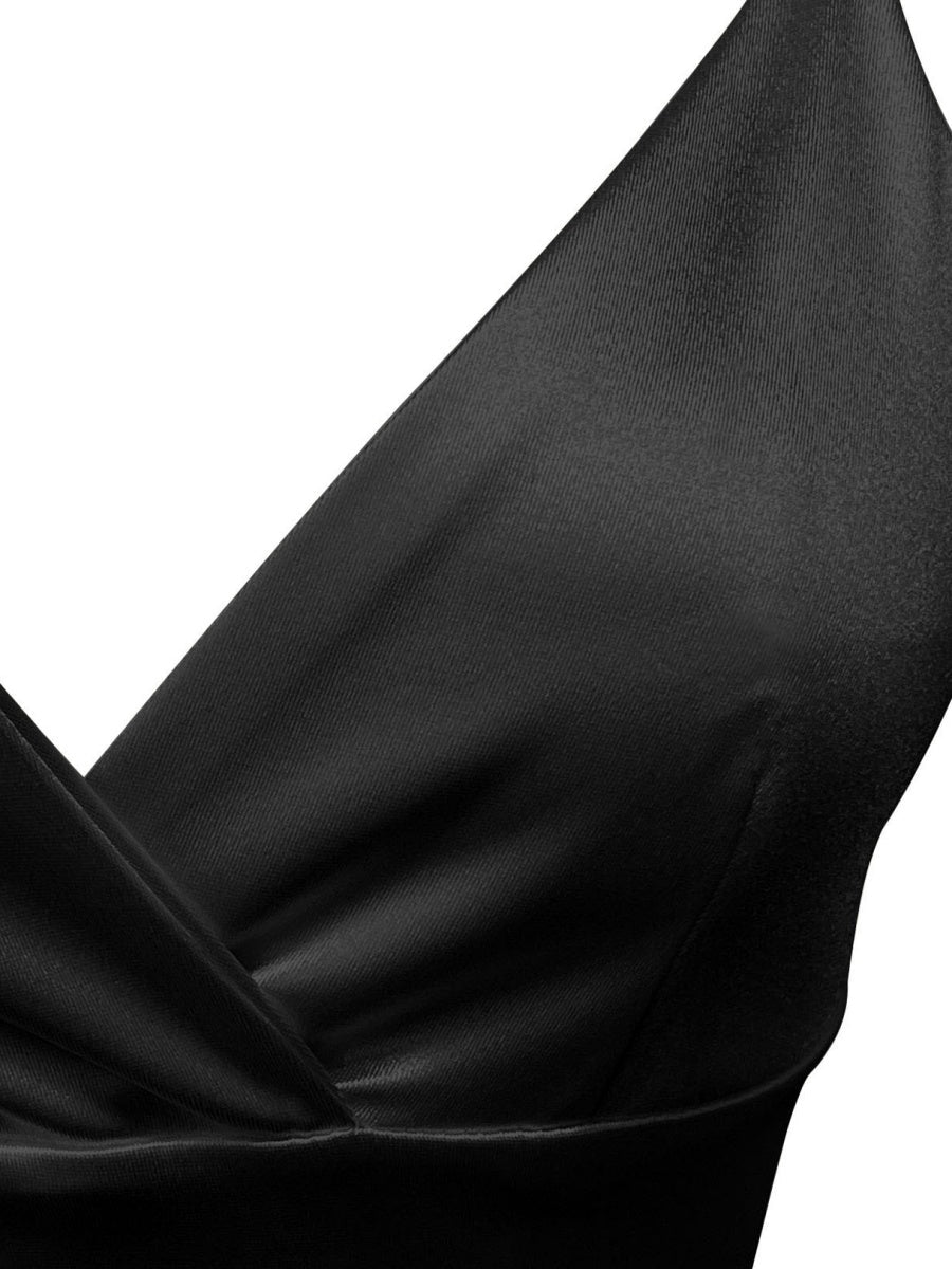 V-neck Camisoles Satin Mini&Short Dresses