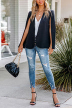 Open Front Split Sleeves Cape Jacket