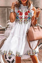 Floral Printed Ruffle Tiered Fairy Dress