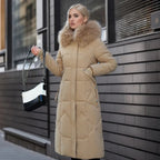 | Women's Winter Quilted Coat with Hood Trim
