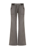 Retro Pocket Color-blocked Ribbed Low-rise Jeans
