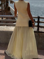 Buttons Vest Top Wide-leg Pants Set 2-piece Sets