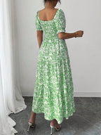 Puff Sleeve Printed Maxi Dresses