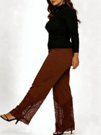 Slim-fitting, Loose-fitting, Comfortable Cropped Trousers With Lace Trim And Cutout Details
